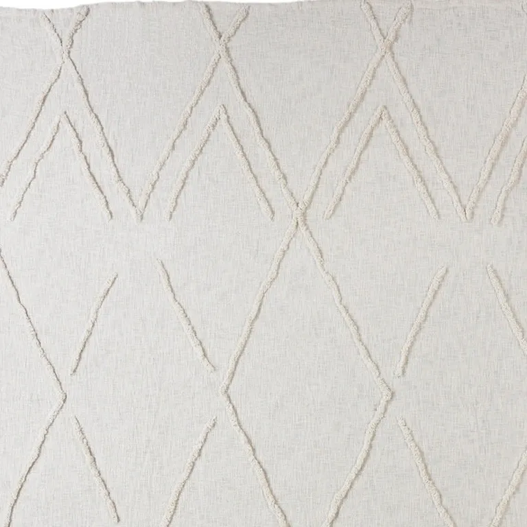Geometric Cotton Coverlet With Fringe Photo 5