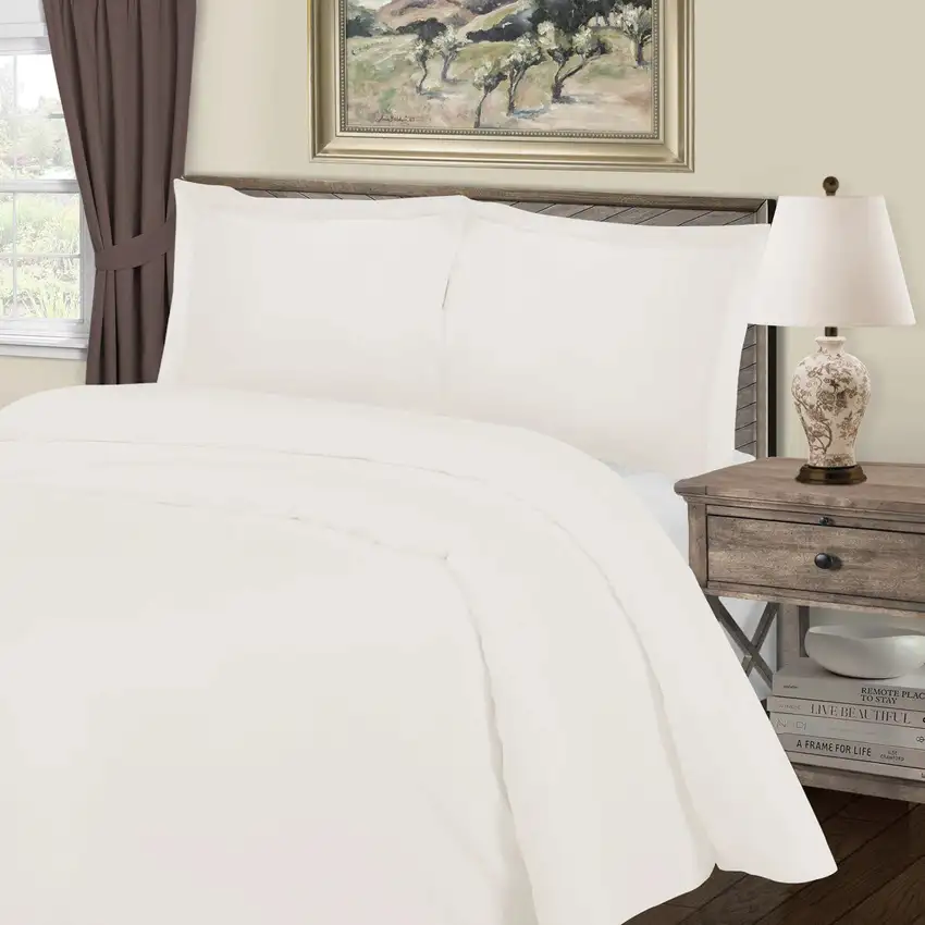 Ivory King Cotton Blend Washable Duvet Cover Set Photo 3