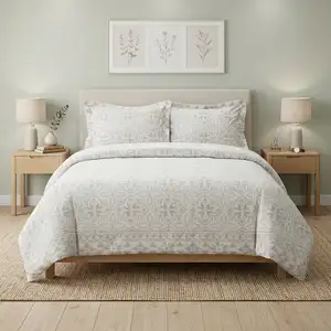 Photo of Ivory King Cotton Washable Polyester Down Alternative Comforter Set With Two Shams