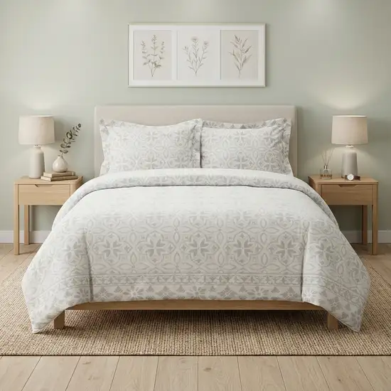 Ivory King Cotton Washable Polyester Down Alternative Comforter Set With Two Shams Photo 1