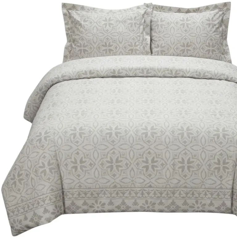 Ivory King Cotton Washable Polyester Down Alternative Comforter Set With Two Shams Photo 3