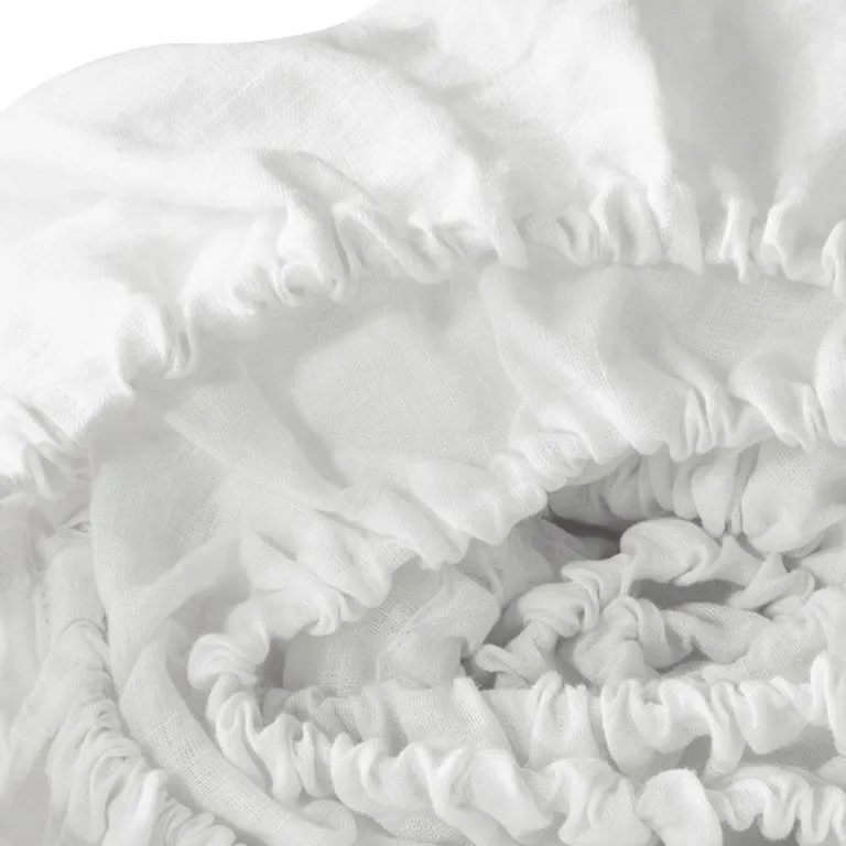 Ivory Linen Full Double Fitted sheet Photo 5