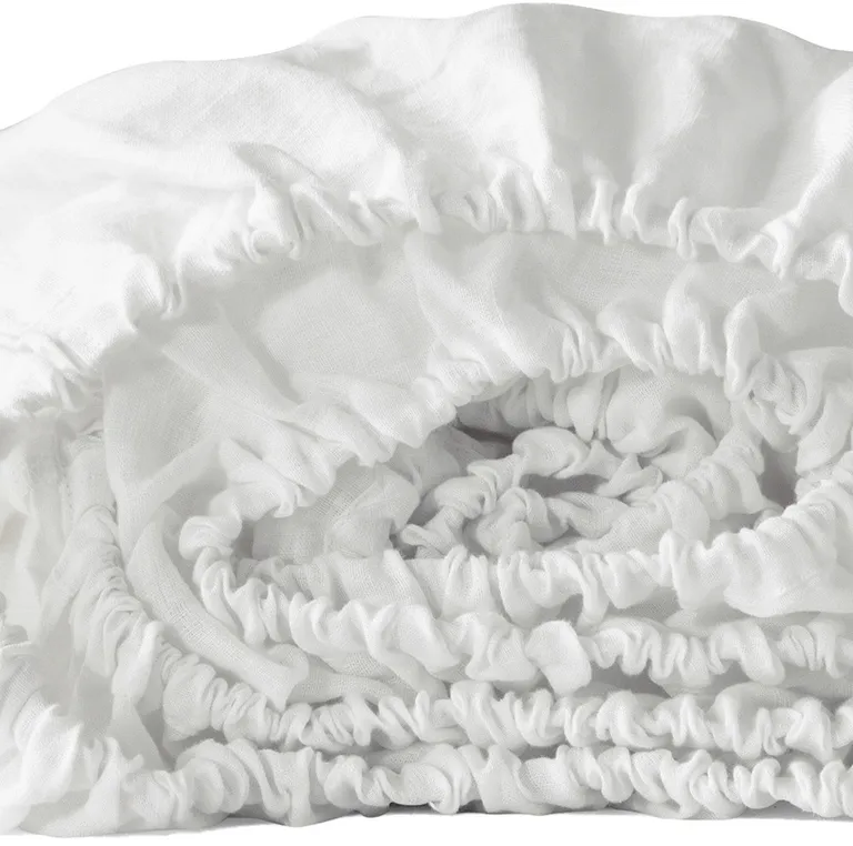 Ivory Linen Full Double Fitted sheet Photo 2