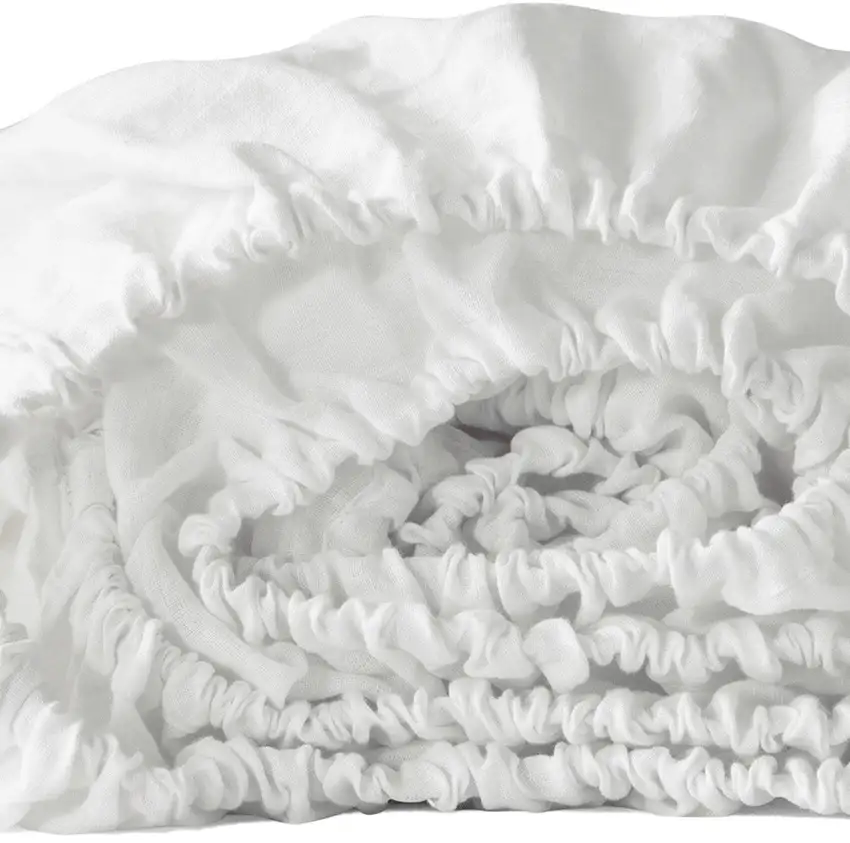 Ivory Linen Full Double Fitted sheet Photo 2