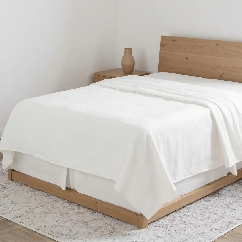 Ivory Linen Twin Flat Sheet Photo 2