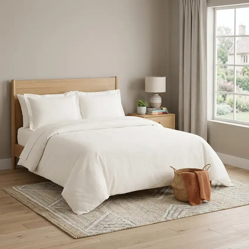 Ivory Queen Cotton Blend 1000 Thread Count Washable Duvet Cover Set Photo 1