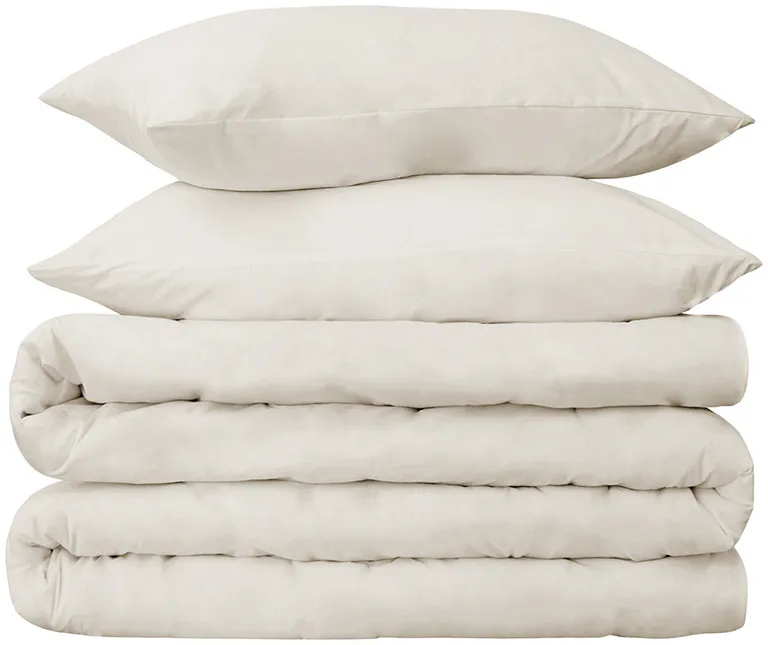 Ivory Queen Cotton Blend 650 Thread Count Washable Duvet Cover Set Photo 1