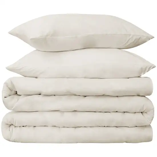 Ivory Queen Cotton Blend 650 Thread Count Washable Duvet Cover Set Photo 1