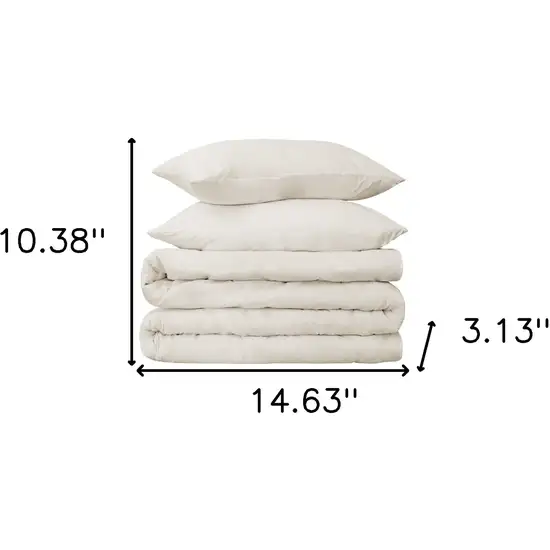 Ivory Queen Cotton Blend 650 Thread Count Washable Duvet Cover Set Photo 6