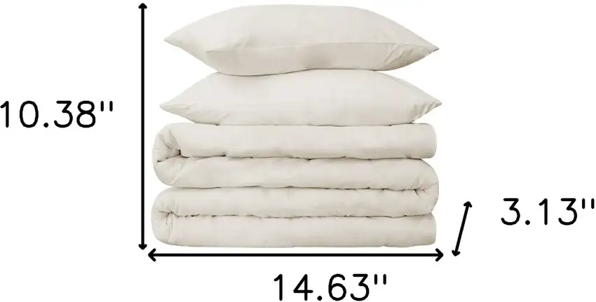 Ivory Queen Cotton Blend 650 Thread Count Washable Duvet Cover Set Photo 6