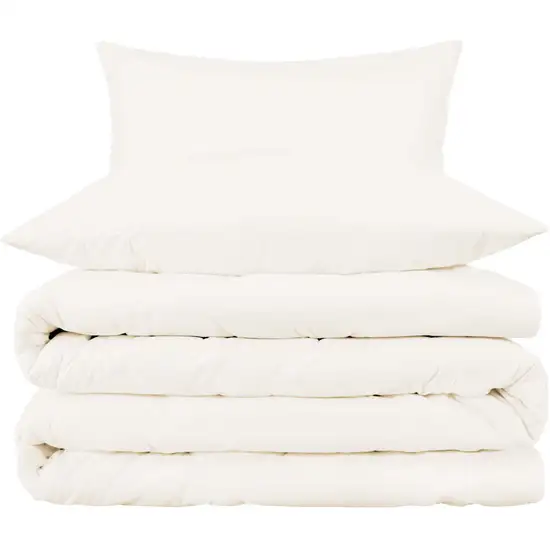 Ivory Queen Cotton Blend Washable Duvet Cover Set Photo 2