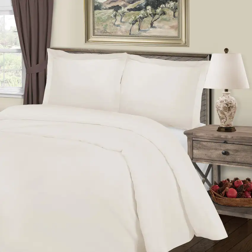 Ivory Queen Cotton Blend Washable Duvet Cover Set Photo 4