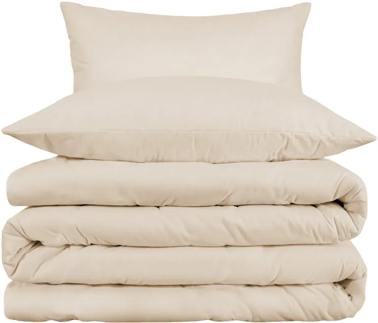 Ivory Queen Cotton Blend Washable Duvet Cover Set Photo 1