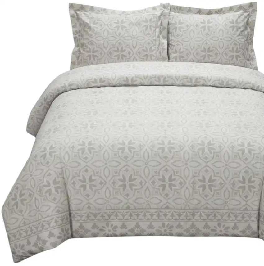 Ivory Queen Cotton Washable Polyester Down Alternative Comforter Set With Two Shams Photo 3