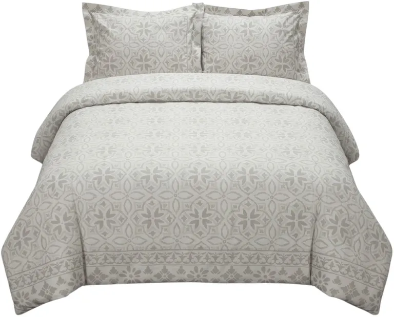 Ivory Queen Cotton Washable Polyester Down Alternative Comforter Set With Two Shams Photo 2