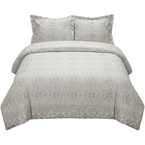 Ivory Queen Cotton Washable Polyester Down Alternative Comforter Set With Two Shams Photo 2