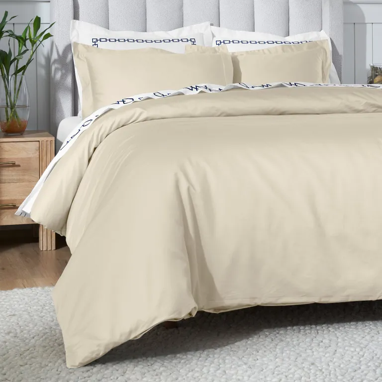 Ivory Twin Cotton Blend Washable Duvet Cover Set Photo 4