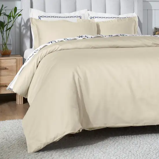 Ivory Twin Cotton Blend Washable Duvet Cover Set Photo 4