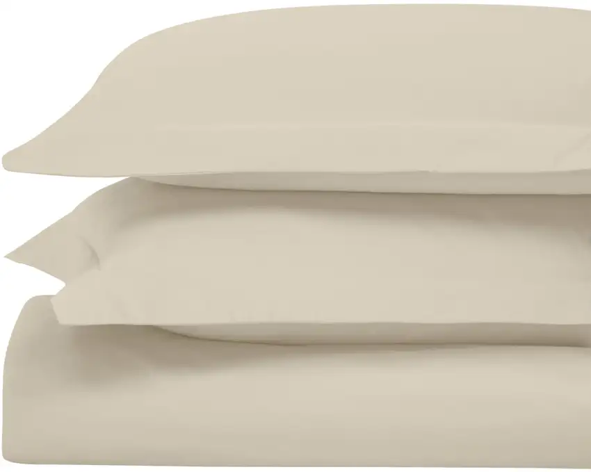 Ivory Twin Cotton Blend Washable Duvet Cover Set Photo 2
