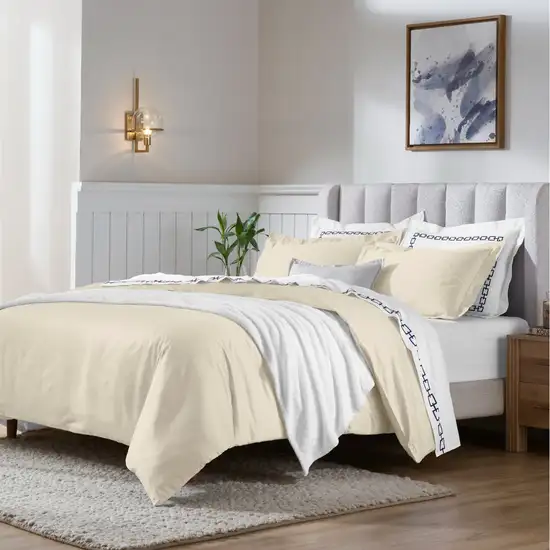 Ivory Twin Cotton Blend Washable Duvet Cover Set Photo 3