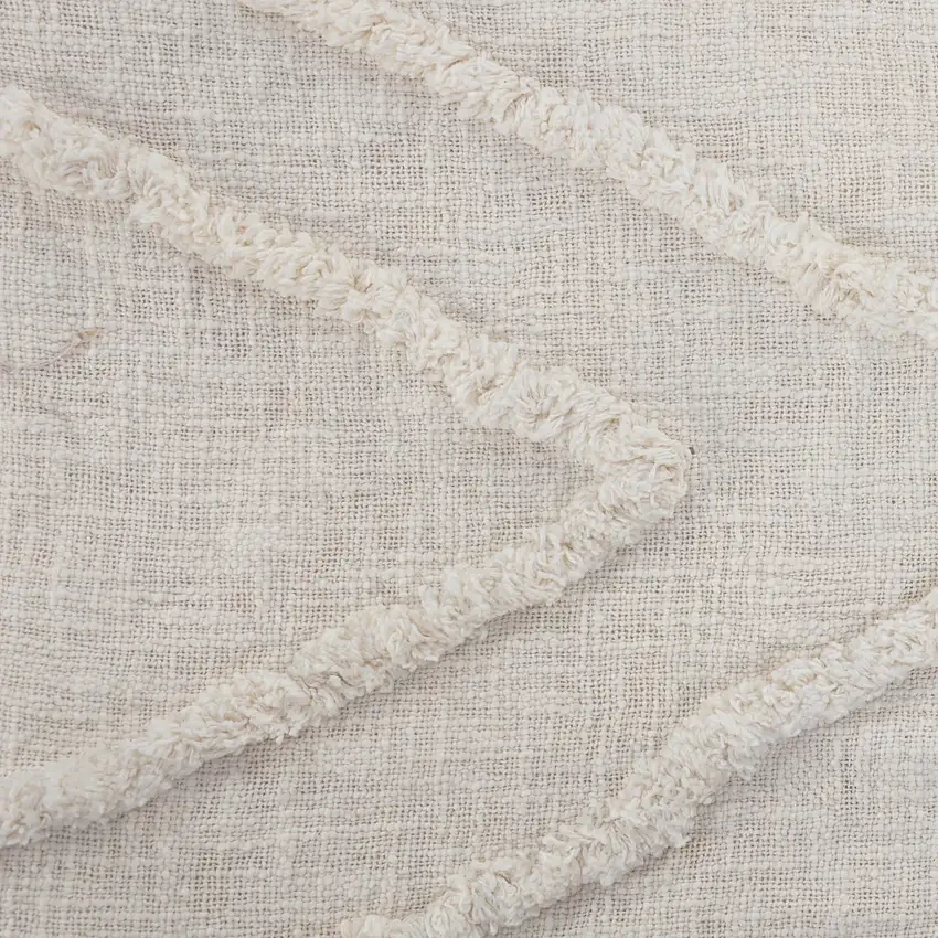 Ivory Woven Cotton Geometric Throw Photo 8