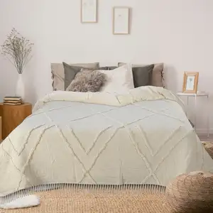 Photo of Ivory Woven Cotton Geometric Throw