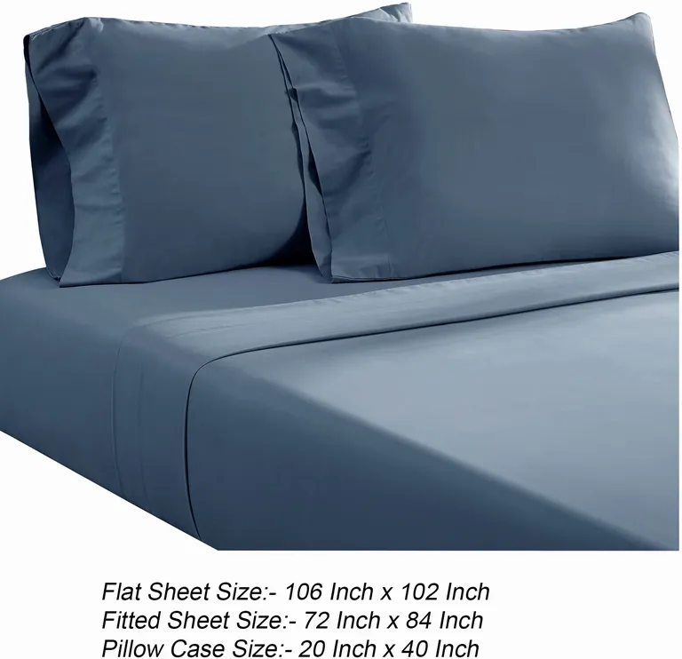 Ivy 4 Piece California King Size Soft Cotton Sheet Set, Prewashed Photo 5