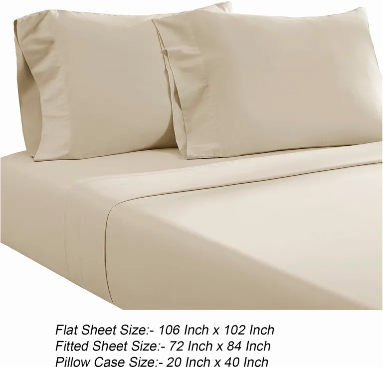 Ivy 4 Piece California King Size Soft Cotton Sheet Set, Prewashed Photo 4