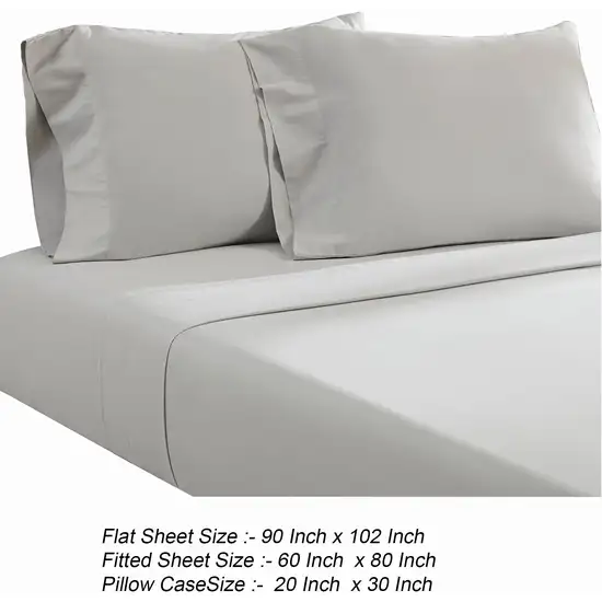Ivy 4 Piece Queen Size Cotton Soft Bed Sheet Set, Prewashed, Light Gray Photo 5
