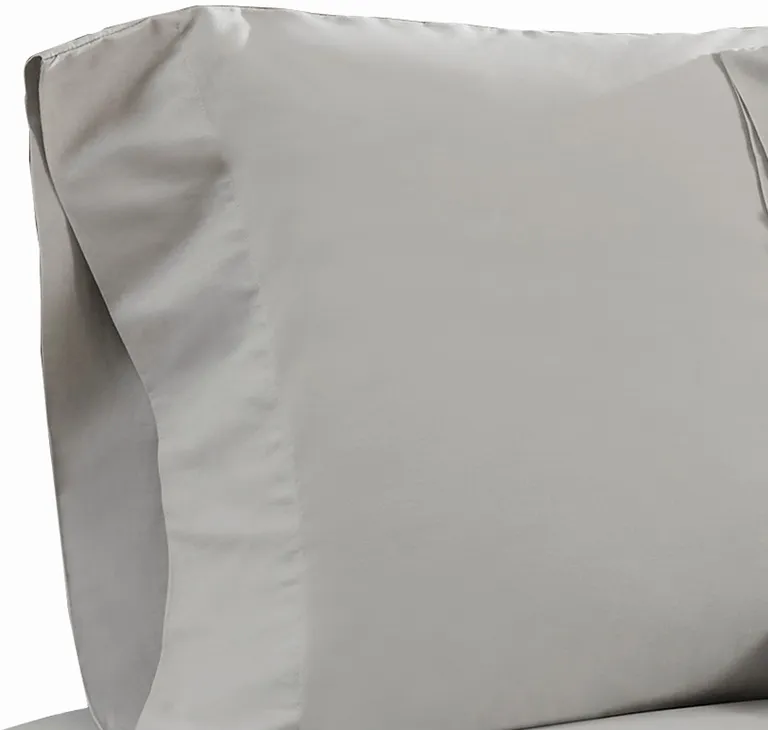 Ivy 4 Piece Queen Size Cotton Soft Bed Sheet Set, Prewashed, Light Gray Photo 2
