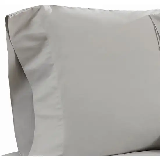 Ivy 4 Piece Queen Size Cotton Soft Bed Sheet Set, Prewashed, Light Gray Photo 2