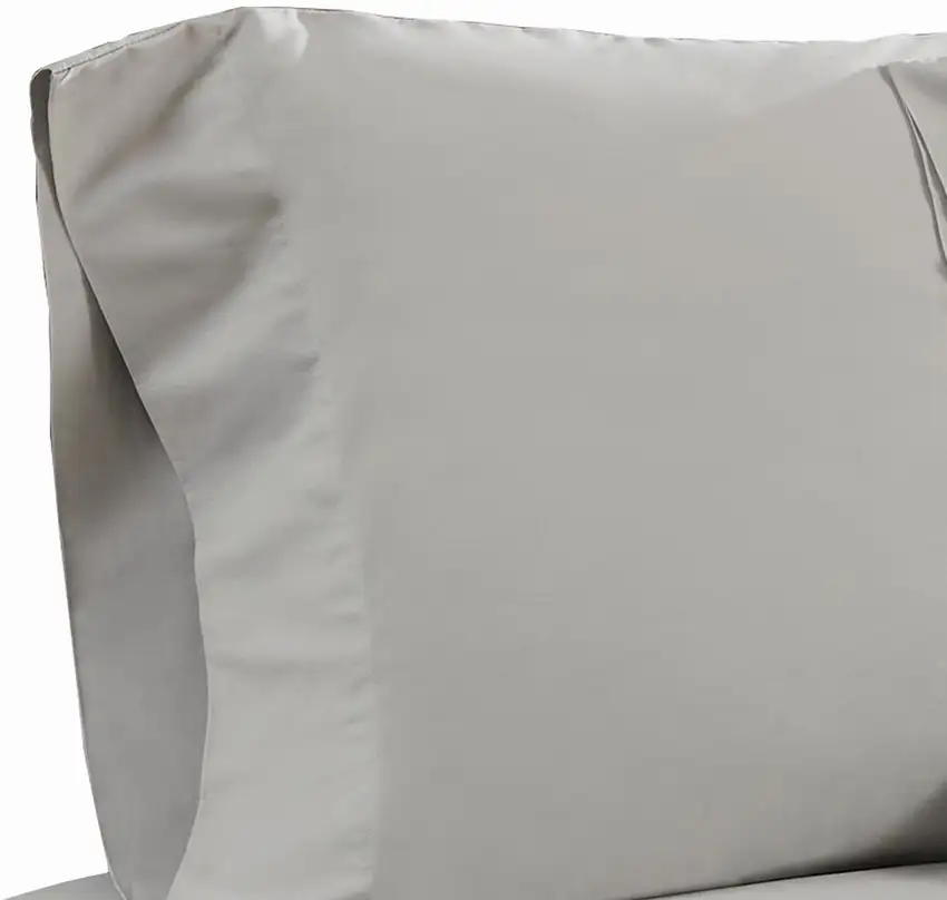 Ivy 4 Piece Queen Size Cotton Soft Bed Sheet Set, Prewashed, Light Gray Photo 2