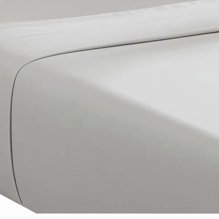 Ivy 4 Piece Queen Size Cotton Soft Bed Sheet Set, Prewashed, Light Gray Photo 4