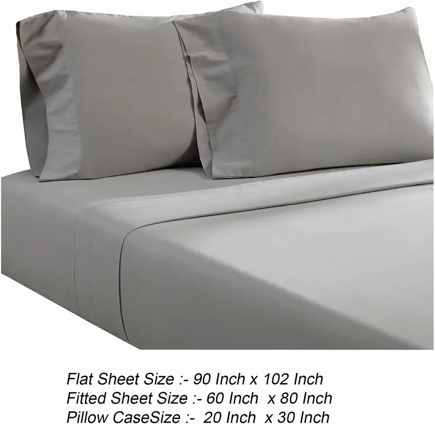 Ivy 4 Piece Queen Size Cotton Ultra Soft Sheet Set, Prewashed Photo 5