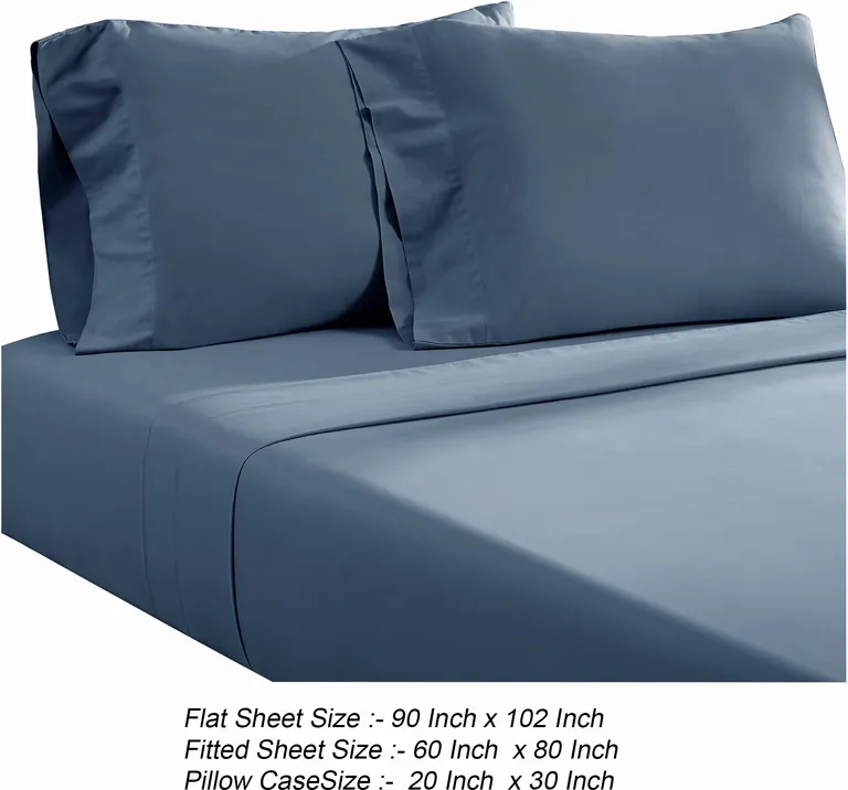 Ivy 4 Piece Queen Size Cotton Ultra Soft Sheet Set, Prewashed Photo 5