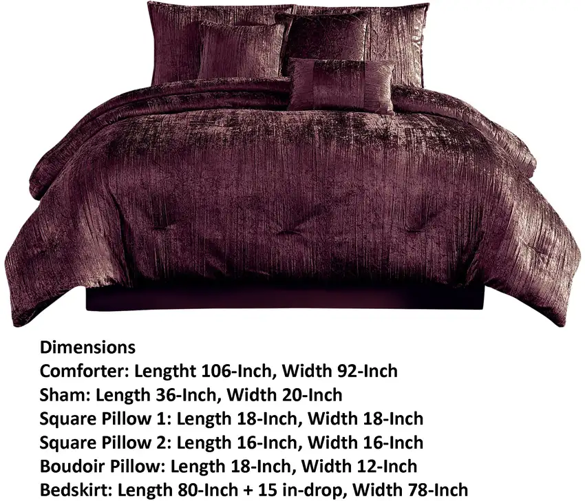 Jay 7 Piece King Comforter Set, Purple Polyester Velvet Deluxe Texture Photo 6