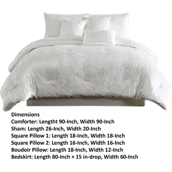 Jay 7 Piece Queen Comforter Set, White Polyester Velvet Deluxe Texture Photo 6