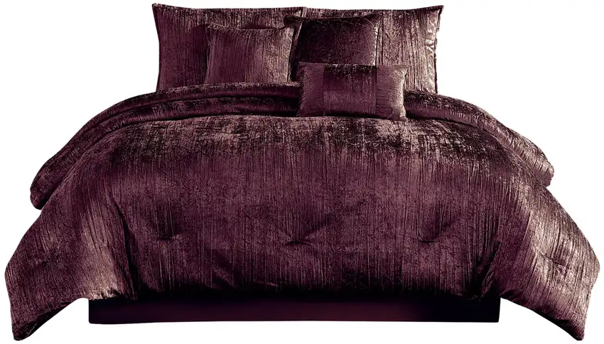 Jay 7 Piece Queen Comforter Set, Polyester Velvet, Deluxe Texture Photo 1