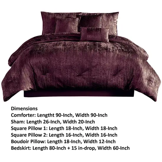 Jay 7 Piece Queen Comforter Set, Purple Polyester Velvet, Deluxe Texture Photo 6