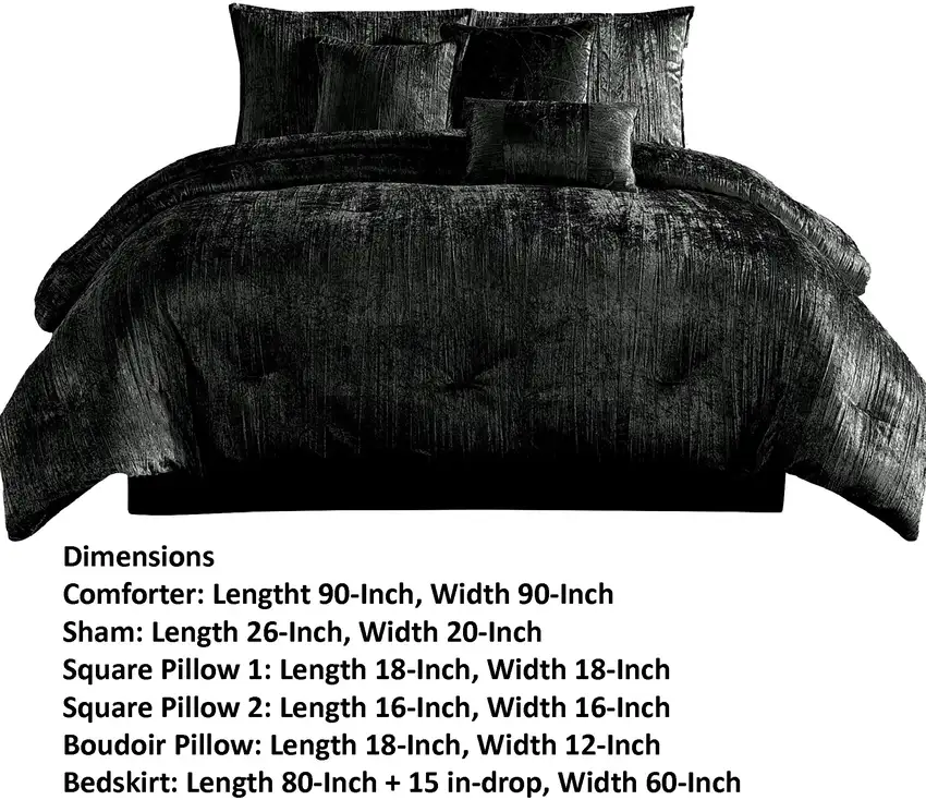 Jay 7 Piece Queen Comforter Set, Polyester Velvet Deluxe Texture Photo 5