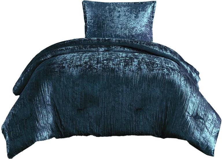 Jay 2 Piece Twin Comforter Set, Polyester Velvet, Deluxe Texture Photo 1