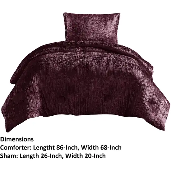 Jay 2 Piece Twin Comforter Set, Purple Polyester Velvet Deluxe Texture Photo 6