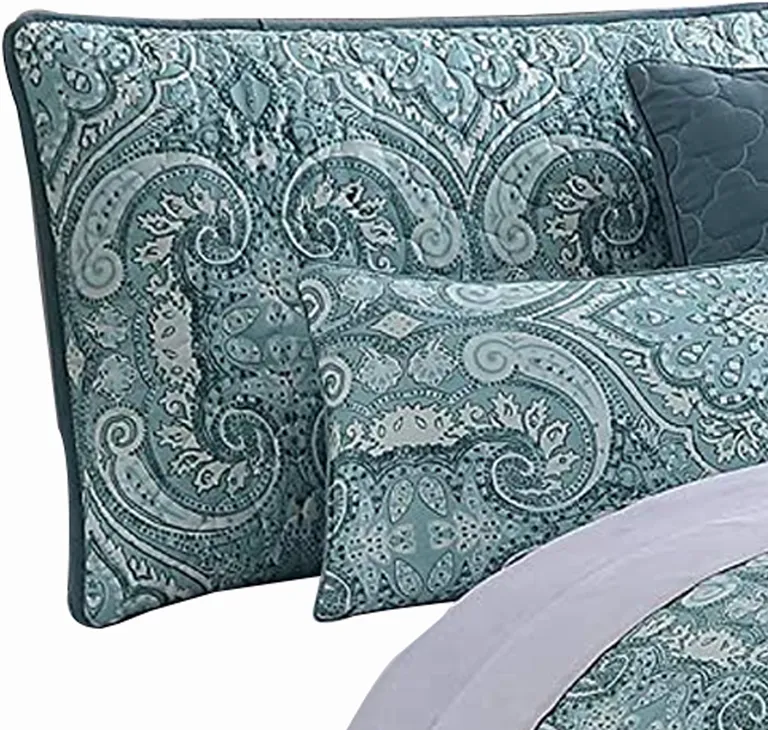 Joe 6 Piece Queen Microfiber Quilt Set, Medallion Design, Reversible Photo 2
