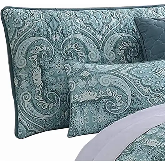 Joe 6 Piece Queen Microfiber Quilt Set, Medallion Design, Reversible Photo 2