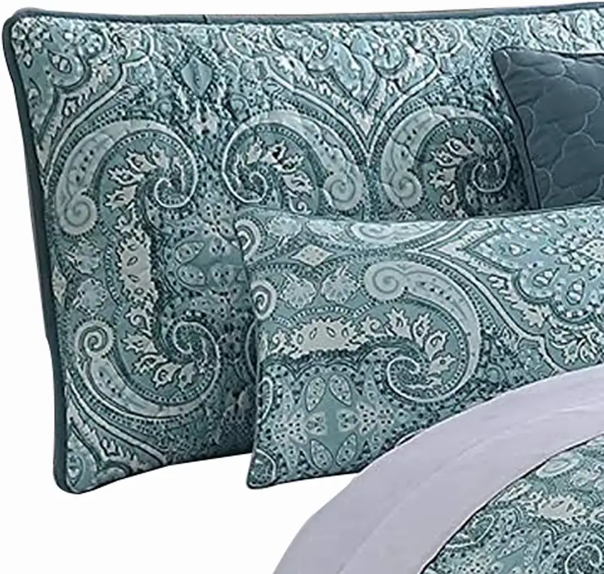 Joe 6 Piece Queen Microfiber Quilt Set, Medallion Design, Reversible Photo 2