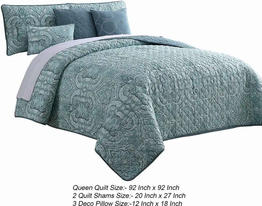 Joe 6 Piece Queen Microfiber Quilt Set, Medallion Design, Reversible Photo 5