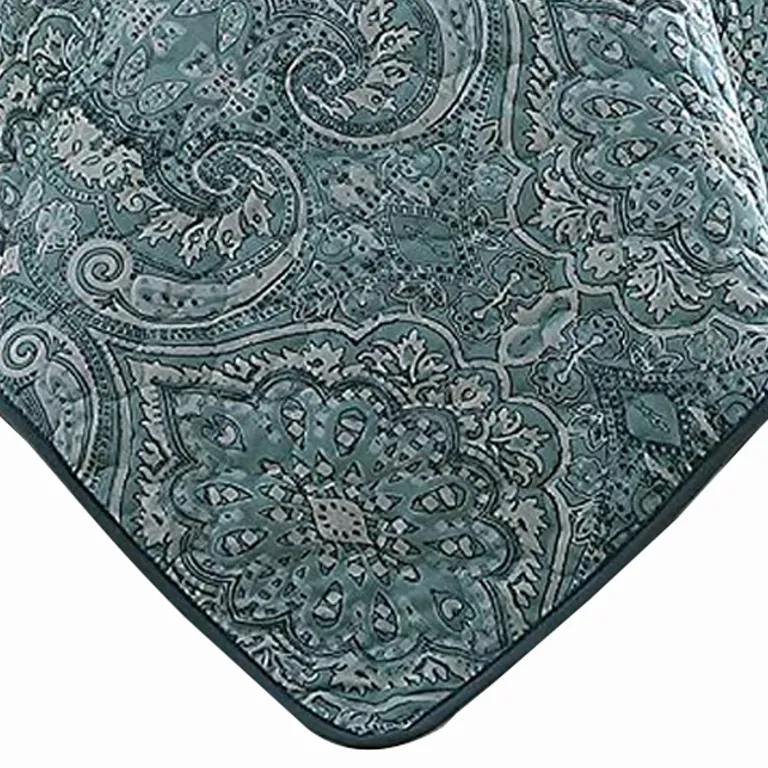 Joe 6 Piece Queen Microfiber Quilt Set, Medallion Design, Reversible Photo 4