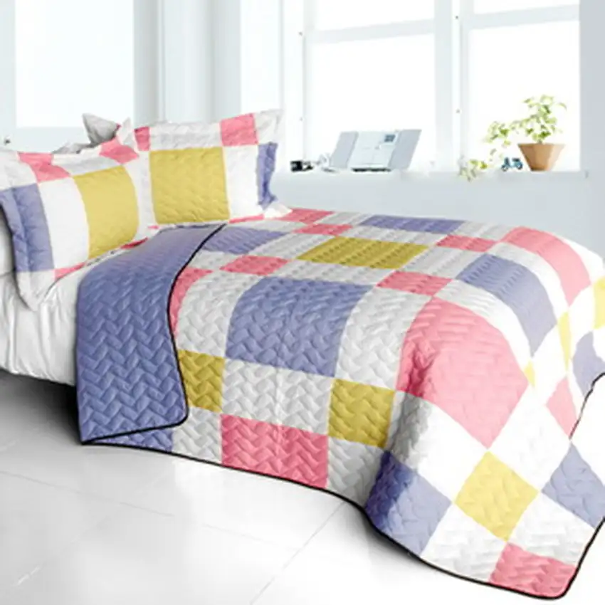 Joy of Love -  3PC Vermicelli - Quilted Patchwork Quilt Set (Full/Queen Size) Photo 2