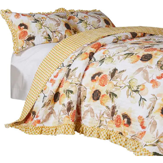Kelsa 3 Piece Queen Quilt Set with 2 Pillow Shams and Cotton Fill Photo 4