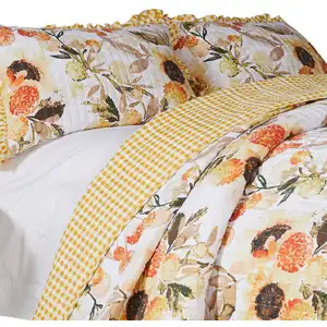 Photo of Kelsa 2 Piece Twin Quilt Set with Pillow Sham, Cotton, Ruffled Border
